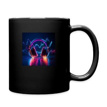 3D Headphones with Glowing Music Waves - Full Colour Mug - black - Right