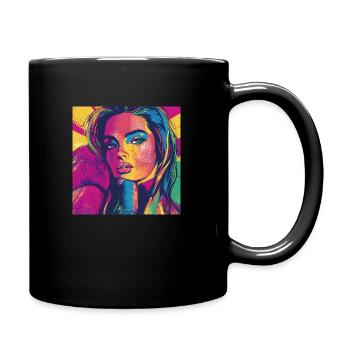 Artful Pop Art Elephant & Woman Design Elegant - Full Colour Mug - black - Right