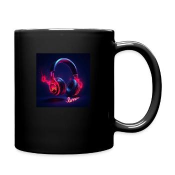 Stylish Headphones & Music Waves in 3D - Full Colour Mug - black - Right