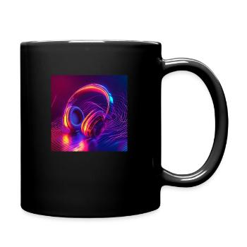 Headphones 3D with music waves - Full Colour Mug - black - Right