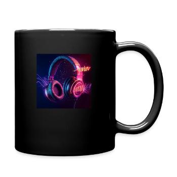 Headphones with luminous music wave design - Full Colour Mug - black - Right
