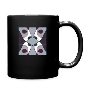 White, black, grey and red pattern - Full Colour Mug - black - Right