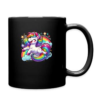 Cute Unicorn, Love Kawaii Colorful Unicorns - Full Colour Mug - black - Right