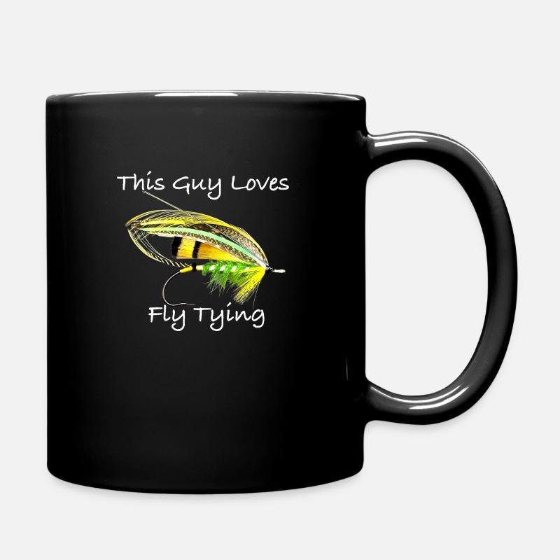 This Guy Loves Fly Tying Green Highlander - Full Colour Mug - black