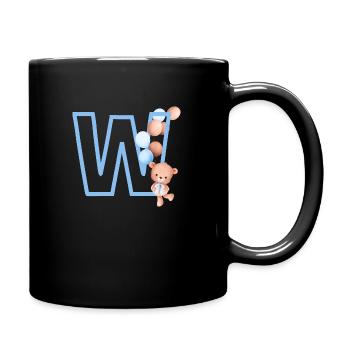 Letter w Blue Bear - Full Colour Mug - black - Right