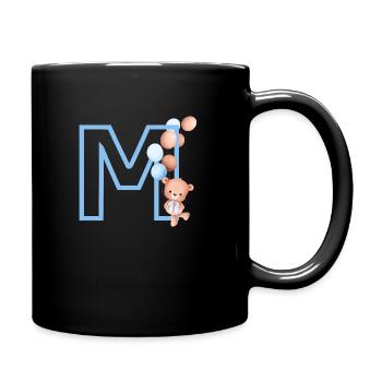 Letter M Blue Bear - Full Colour Mug - black - Right