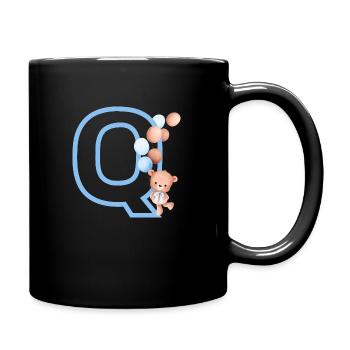 Blue Letter Q Bear - Full Colour Mug - black - Right