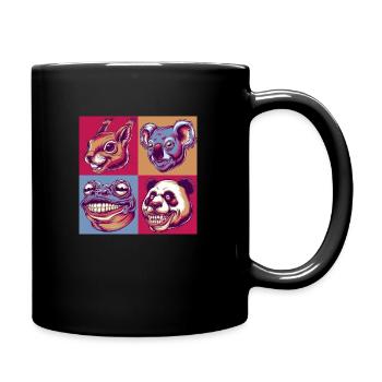 smile horror Tiere frog panda koala halloween - Tasse einfarbig - Schwarz - Rechts