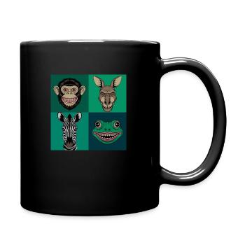 Smile Tiere Affe Känguru Zebra Frosch Halloween - Tasse einfarbig - Schwarz - Rechts