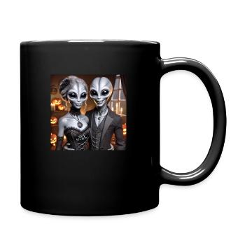 Aliens Couple on Halloween - Full Colour Mug - black - Right