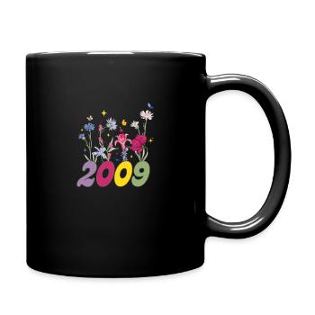 Year of birth 2009 wildflowers - Full Colour Mug - black - Right