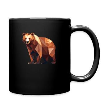 Geometrischer Bär – Minimalistisches Tierdesign - Tasse einfarbig - Schwarz - Rechts