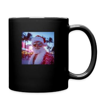 Santa im Neon-Glanz - Tasse einfarbig - Schwarz - Rechts
