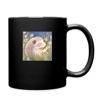 igel auf wiese - Tasse einfarbig - Schwarz - Rechts