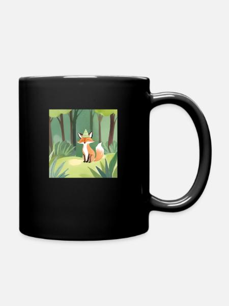 Fuchs im Wald - Tasse einfarbig - Schwarz