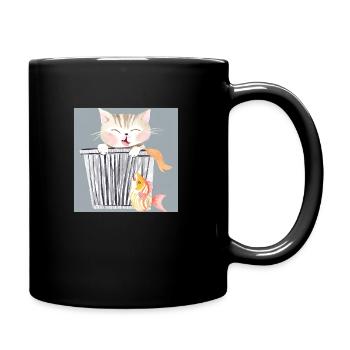 katze mit fisch - Tasse einfarbig - Schwarz - Rechts
