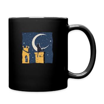 katze dach1 - Tasse einfarbig - Schwarz - Rechts