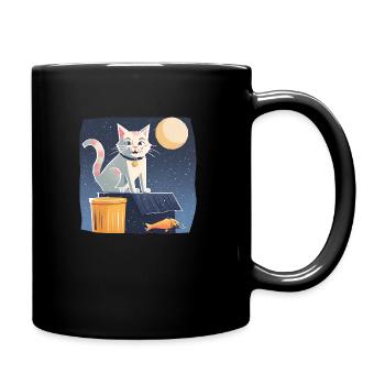 katze mit fisch 2 - Tasse einfarbig - Schwarz - Rechts