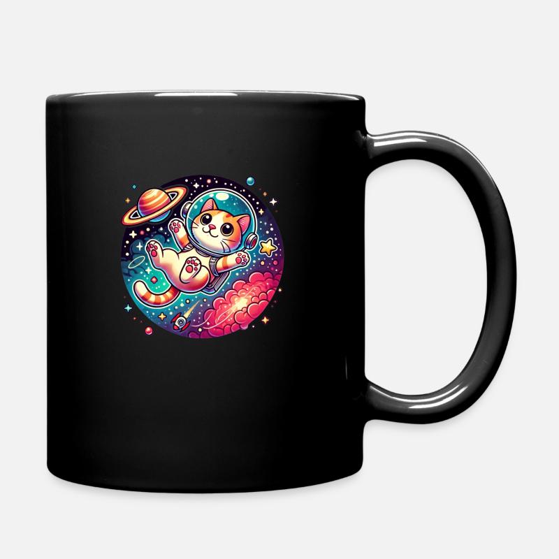 Kosmische Katze Astronaut - Tasse einfarbig - Schwarz