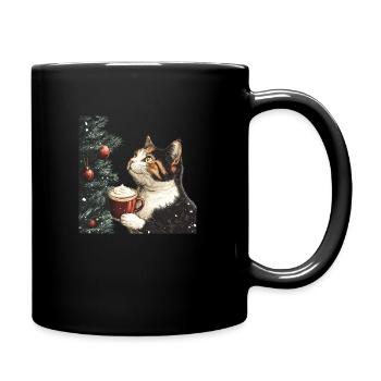 Cappuccino Cat - Tasse einfarbig - Schwarz - Rechts