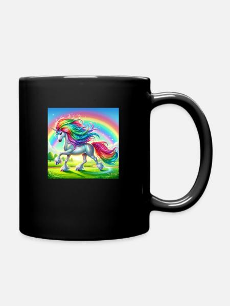Buntes Einhorn - Tasse einfarbig - Schwarz