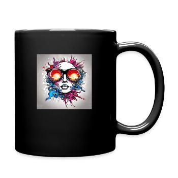 Verliebte Sonne in Blau - Tasse einfarbig - Schwarz - Rechts