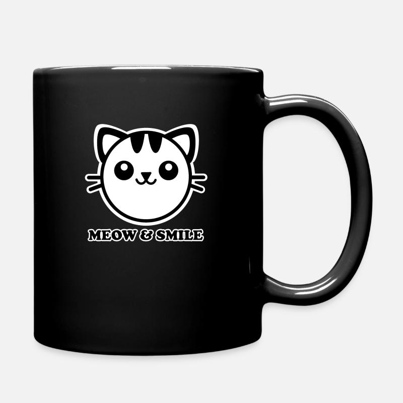 Design "Meow & Smile" - Tasse einfarbig - Schwarz