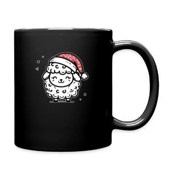 Cute Christmas Motif Sheep - Full Colour Mug - black - Right
