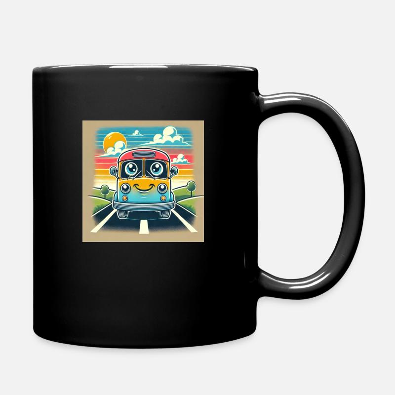 Phantasie Bus Design - Tasse einfarbig - Schwarz