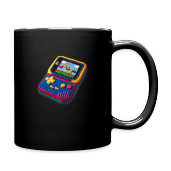 Bunte Retro Häkel Spielkonsole - Tasse einfarbig - Schwarz - Rechts