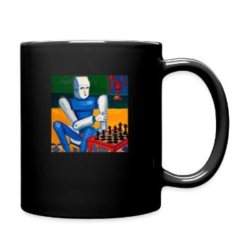 Chess robot, oil painting, artwork - Full Colour Mug - black - Right