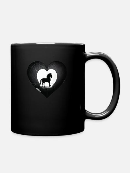 Pferdeherz schwarz-weiß - Tasse einfarbig - Schwarz