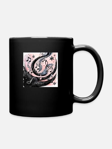 Musik schwarz Licht noten mehrere schwebend himme - Tasse einfarbig - Schwarz