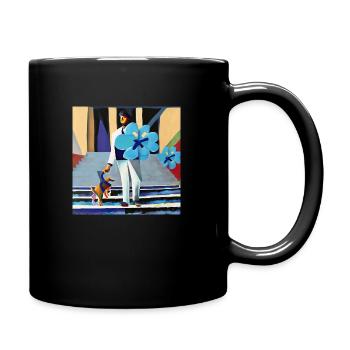 With a blue flower - Full Colour Mug - black - Right