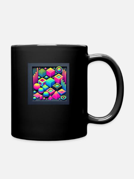 "Neon 3D Geometrie" - Tasse einfarbig - Schwarz