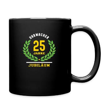 Uhrmacher Jubiläum 25 Jahre 25 jähriges Jubilaeum - Tasse einfarbig - Schwarz - Rechts