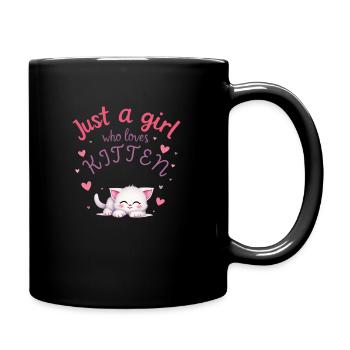 Just a girl who loves kitten cute kitten kawaii - Full Colour Mug - black - Right