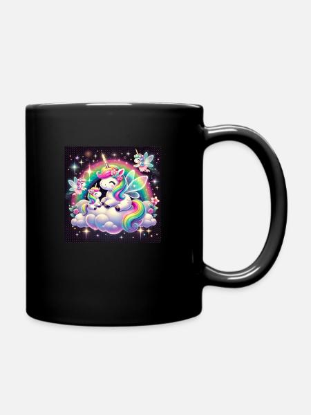 Girl Unicorn Fairy - Full Colour Mug - black