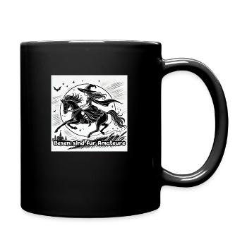 Pferde statt Besen - Tasse einfarbig - Schwarz - Rechts