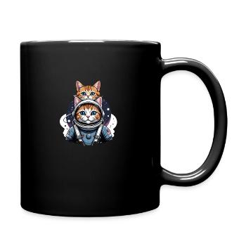 Katze Astronaut Weltall Katzenliebe Geschenk - Tasse einfarbig - Schwarz - Rechts