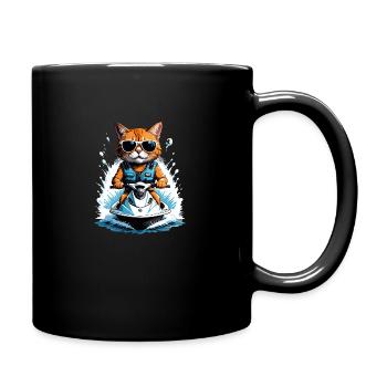 Cat Jet Ski Cat Funny Funny Gift - Full Colour Mug - black - Right