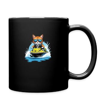 Cat Jet Ski Cat Funny Funny Gift - Full Colour Mug - black - Right
