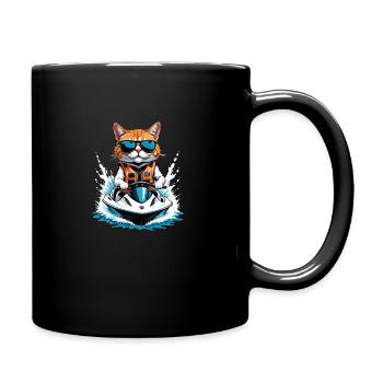 Cat Jet Ski Cat Funny Funny Gift - Full Colour Mug - black - Right