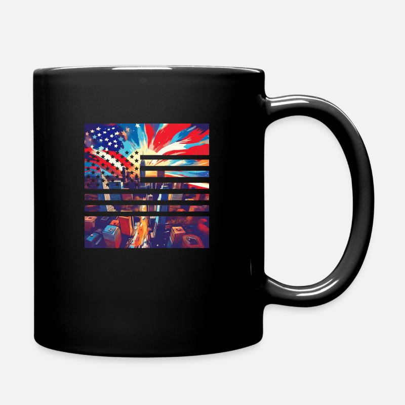 Ville des États-Unis avec drapeau - Mug uni - noir