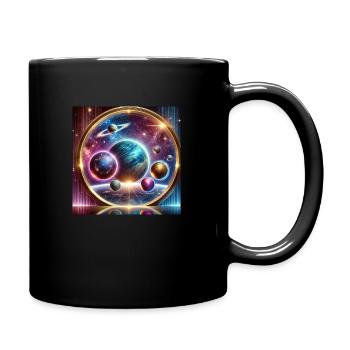 Futuristischer Cosmos mit Lila Planeten - Tasse einfarbig - Schwarz - Rechts
