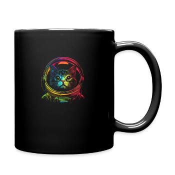 Lutige Astronaut Katze - Tasse einfarbig - Schwarz - Rechts