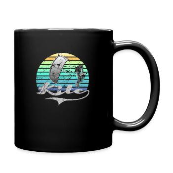 Kitesurfen Retro - Tasse einfarbig - Schwarz - Rechts