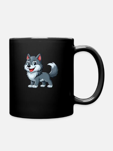 Wolf - Tasse einfarbig - Schwarz