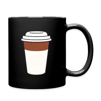 Kaffee Kaffeebecher Coffee-to-go Geschenkidee - Tasse einfarbig - Schwarz - Rechts