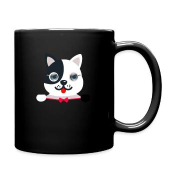 Chat élégant et festif avec un papillon festif rouge - Mug uni - noir - Droite